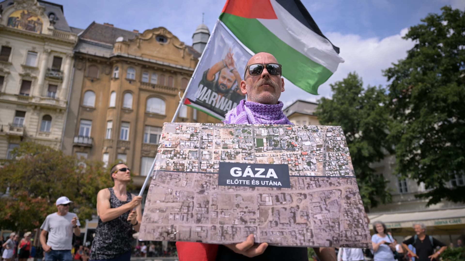 Palesztinpárti szolidaritási tüntetést tartottak Budapesten
