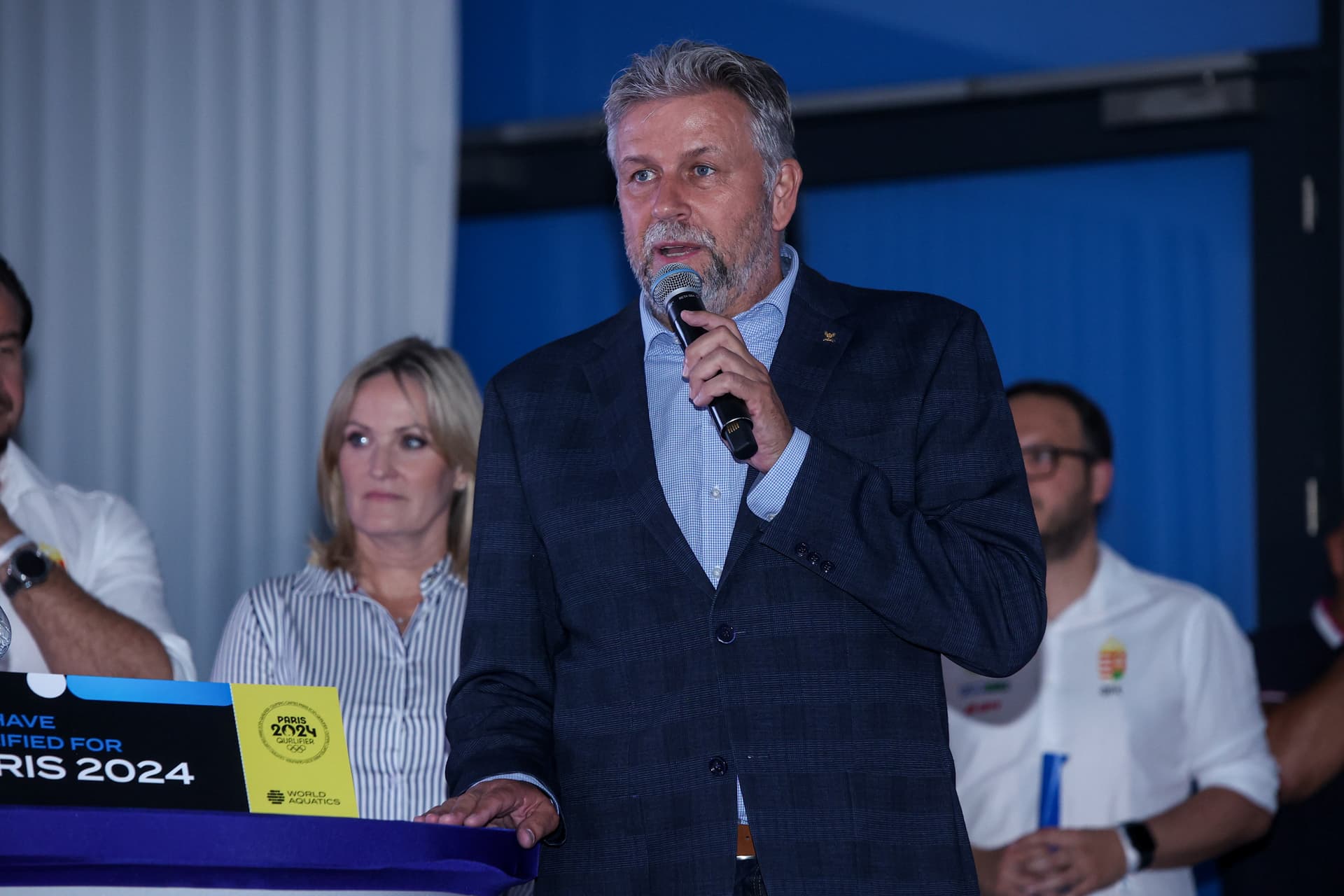 A világbajnok vízilabda-válogatott fogadása a Duna Arénában