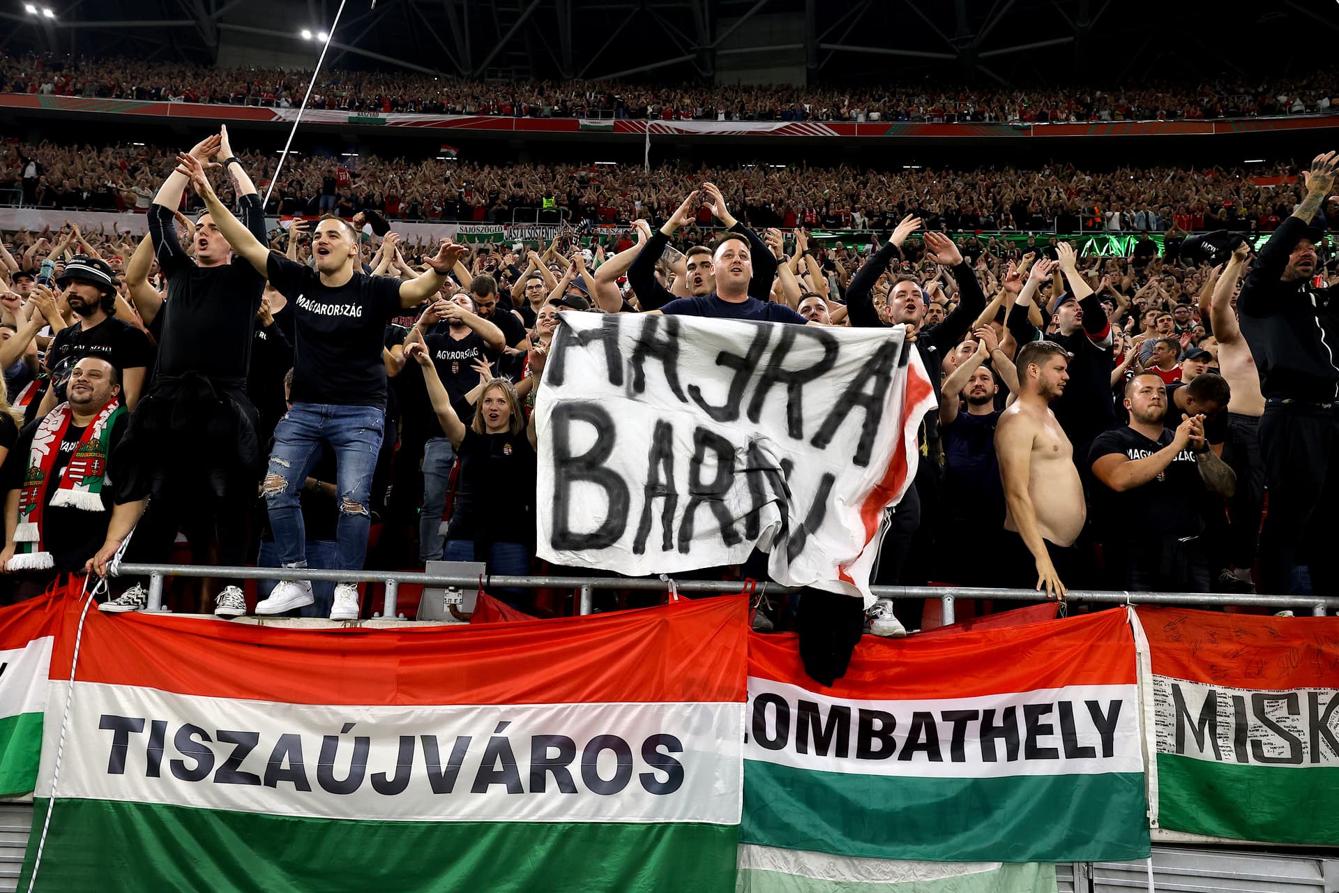 Magyarország-Szerbia Európa Bajnoki selejtező Puskás Aréna 2023 október 14. örömtűz