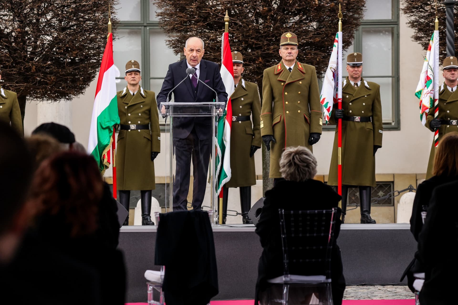 Sulyok Tamás köztársasági elnök beiktatási ünnepségén a budapesti Szent György téren 2024. március 10-én