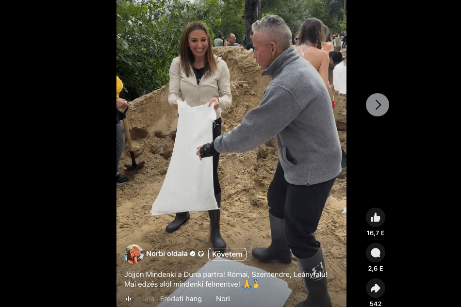 Így pakolta a homokzsákokat a sztárpár + VIDEÓ