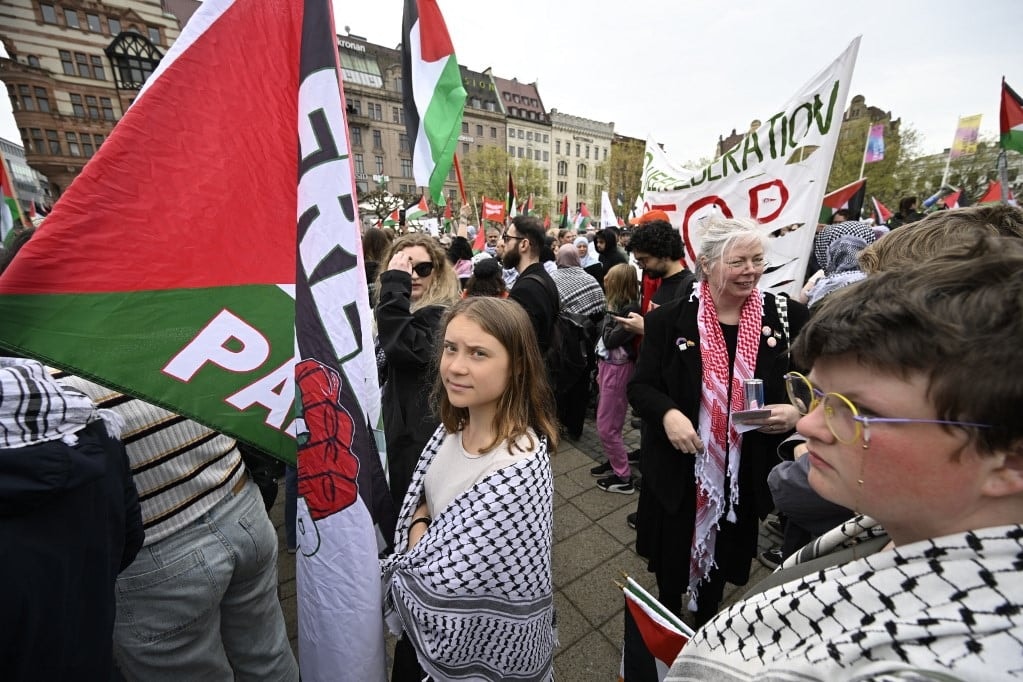 Greta Thunberg Izrael ellen tüntet