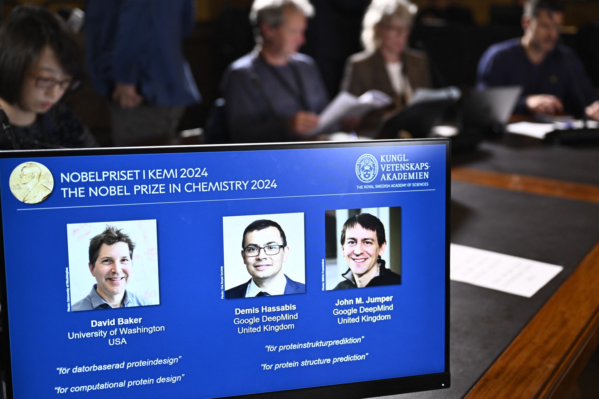 David Baker, Demis Hassabis és John M. Jumper kapja a kémiai Nobel-díjat
