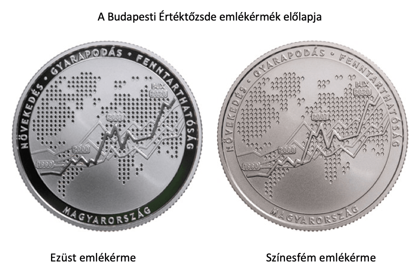 Emlékérme a Budapesti Értéktőzsde újraalapításának harmincadik évfordulójára