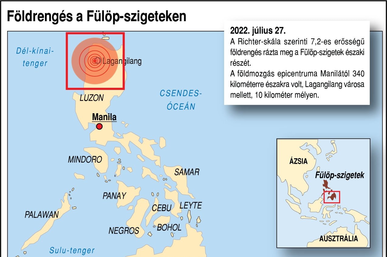 Erős földrengés a Fülöp-szigeteken