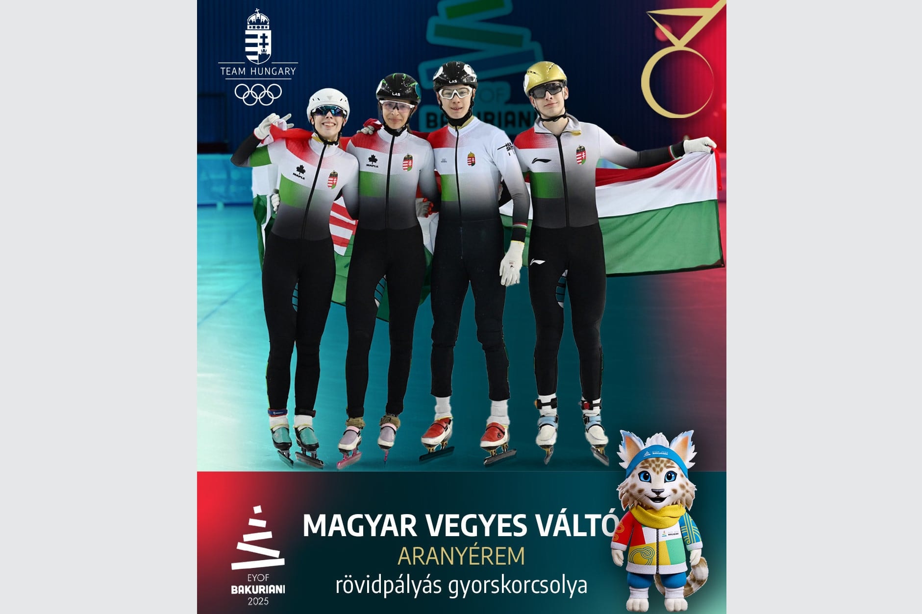 Magyar aranyérem rövidpályás gyorskorcsolya váltóban
